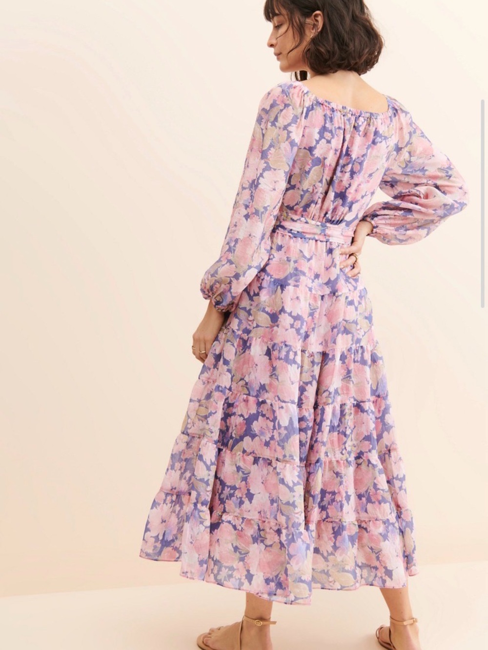 Astr Floral Wrap Maxi Dress in Pink and Lavender - Picture 2 of 8